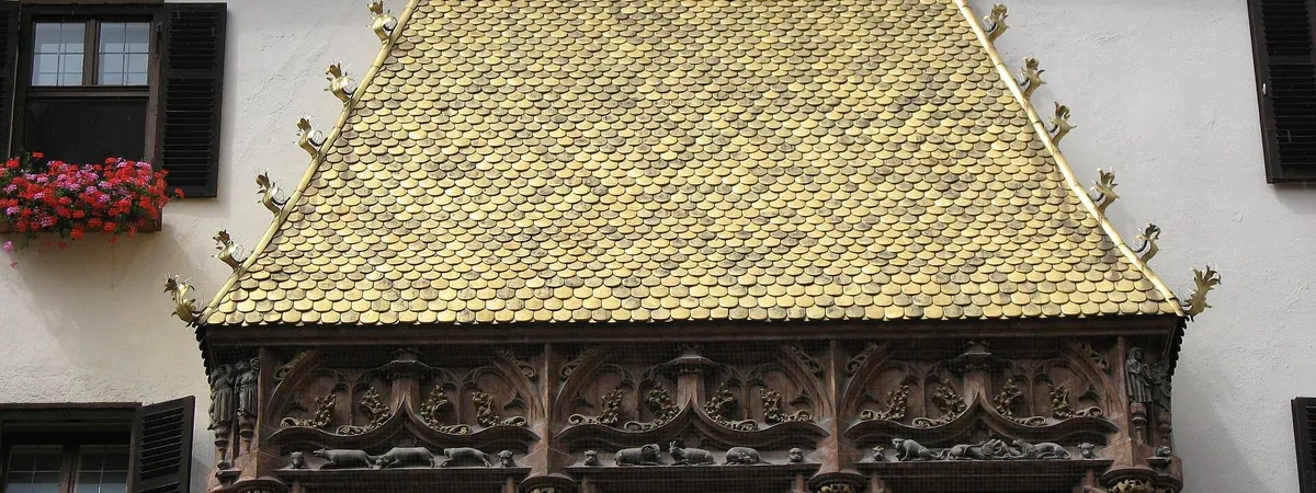 The gilded copper tiles of Innsbruck's Golden Roof (Goldenes Dachl) on Herzog-Friedrich-Straße