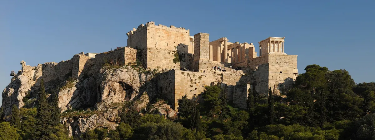 The Acropolis of Athens, with the Parthenon and Propylaea, seen from Areopagus Hill