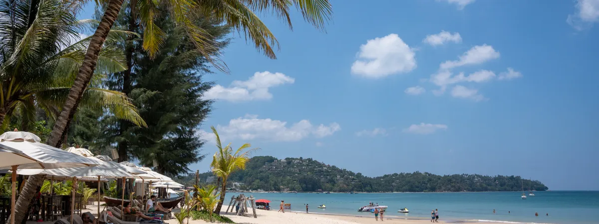 The long sweep of sand at Bang Tao Beach on Phuket's northwest coast
