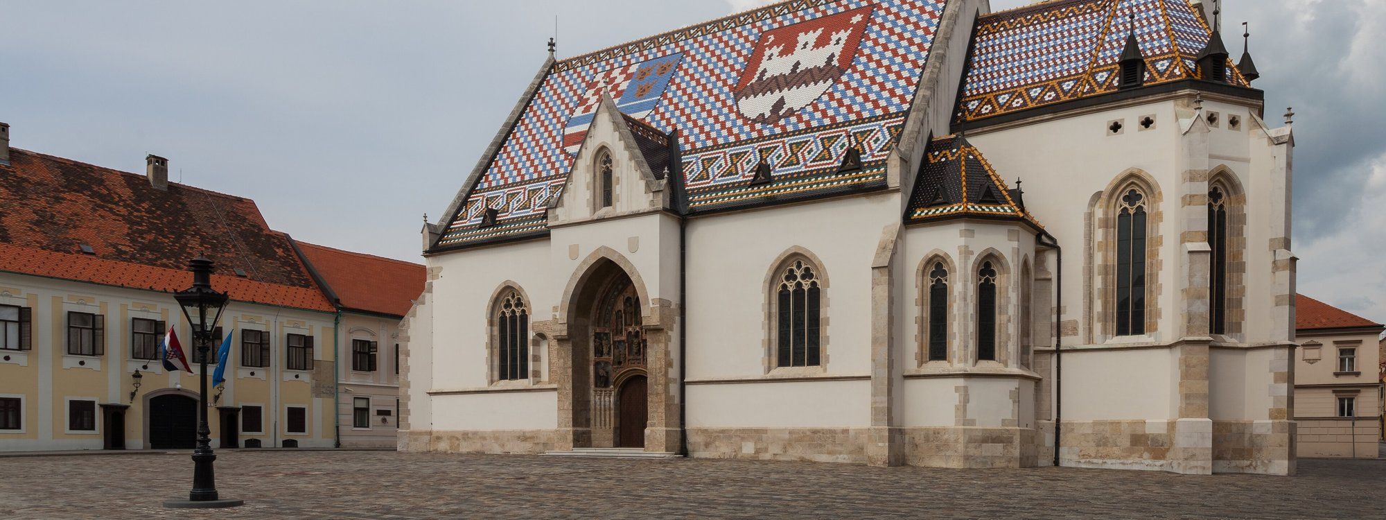 St. Mark's Church in Zagreb's Upper Town, showing its tiled roof with the coats of arms