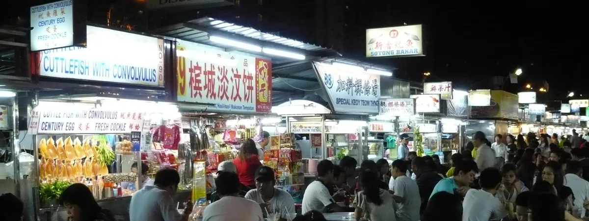 Food stalls at the Gurney Drive hawker food court on George Town's seafront promenade