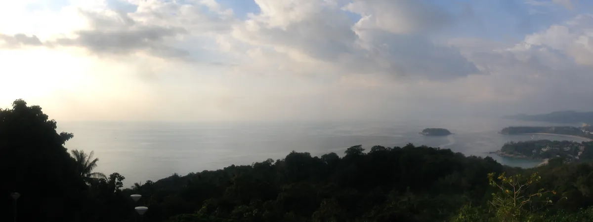 The Karon Viewpoint overlooking Kata Noi, Kata, and Karon beaches in a row along Phuket's coast