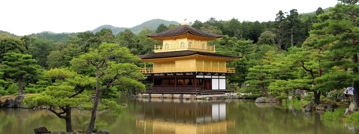 Kinkaku-ji, the Golden Pavilion, reflected in its pond in Kyoto