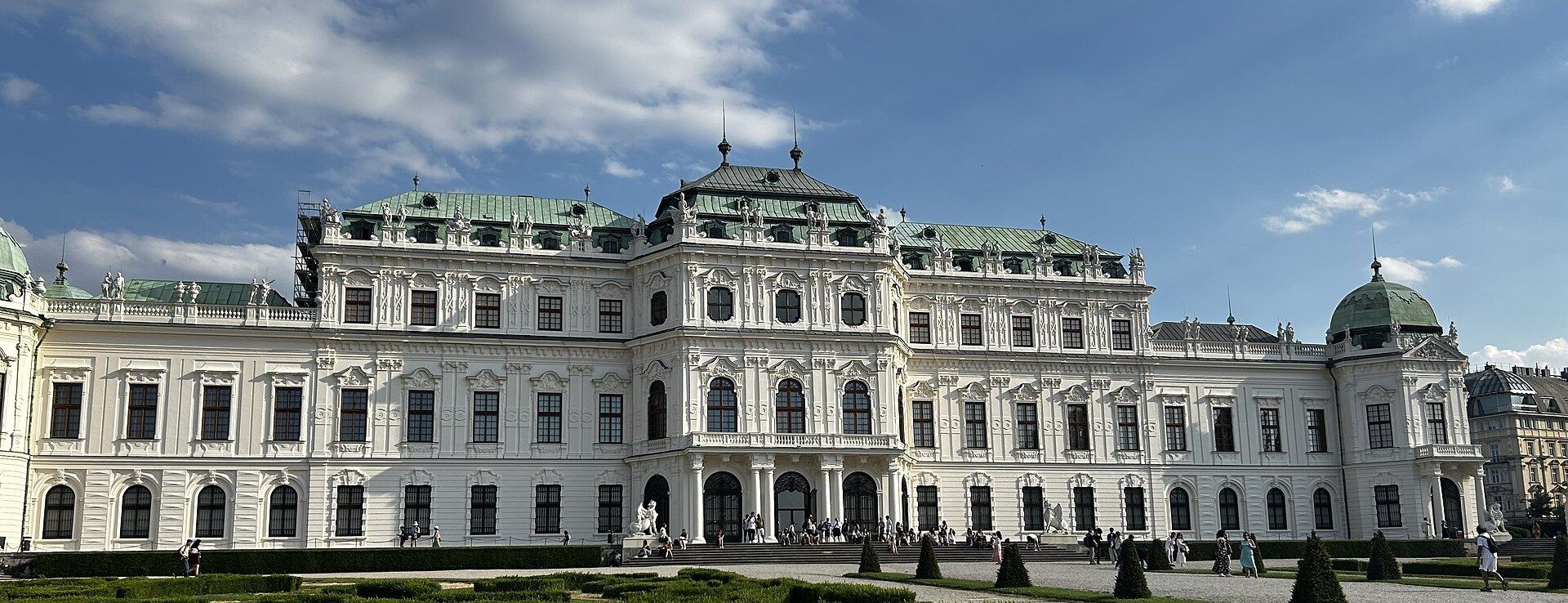 The Baroque facade and formal gardens of the Belvedere Palace in Vienna's Landstraße district