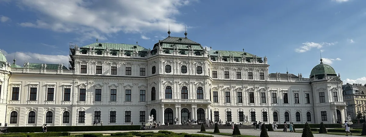 The Baroque facade and formal gardens of the Belvedere Palace in Vienna's Landstraße district