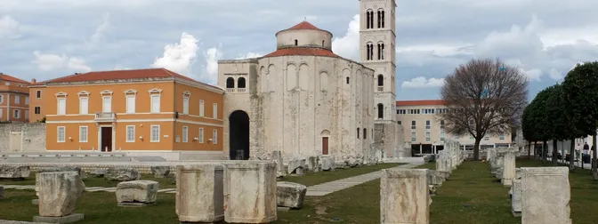 The Roman Forum and the round bell tower of St. Donatus's Church in Zadar's Old Town