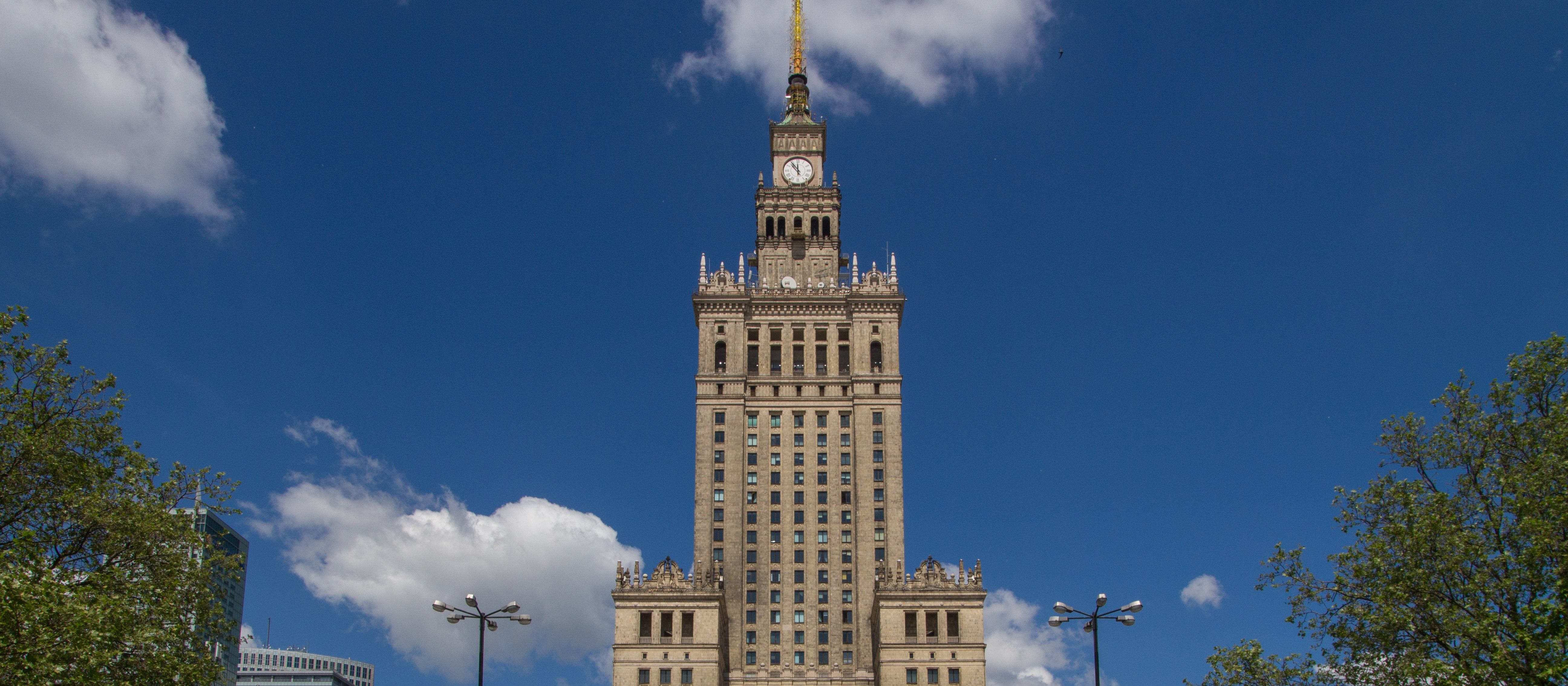 The Palace of Culture and Science tower rising above central Warsaw's Śródmieście district