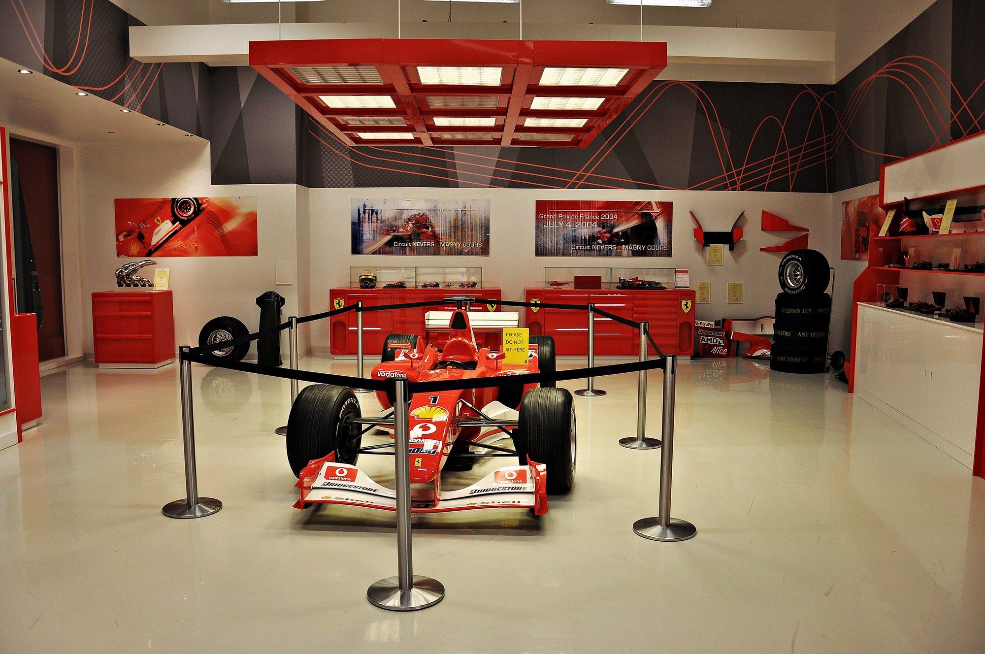 A classic Ferrari on display inside Ferrari World Abu Dhabi, on Yas Island